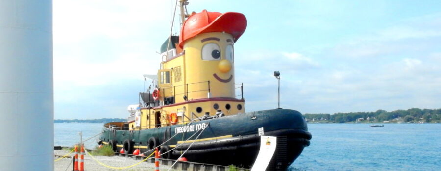 Theodore TOO tugboat replica at Mooretown Docks. Decorative.